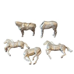 Vintage Metal (lead) Toy Horse Figurines Set of 5 (all as is) missing parts